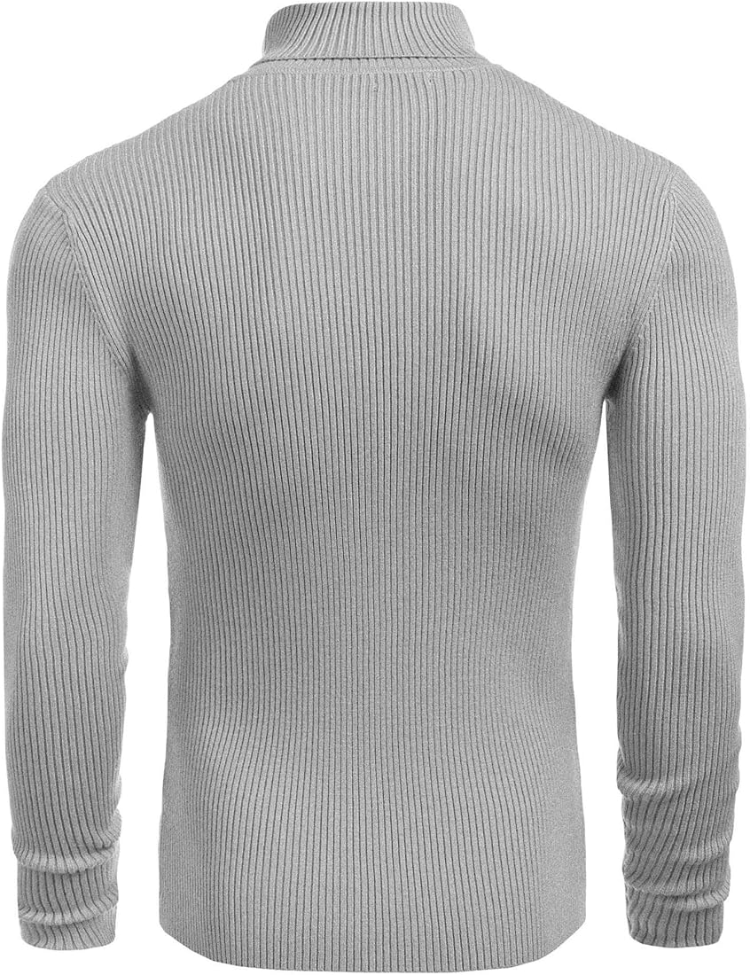 Classic Ribbed Knit Highneck Winter Shirt - Grey