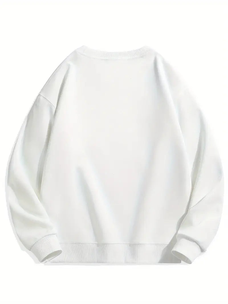 Cozy Essential Plain Fleece Sweatshirt - WHITE