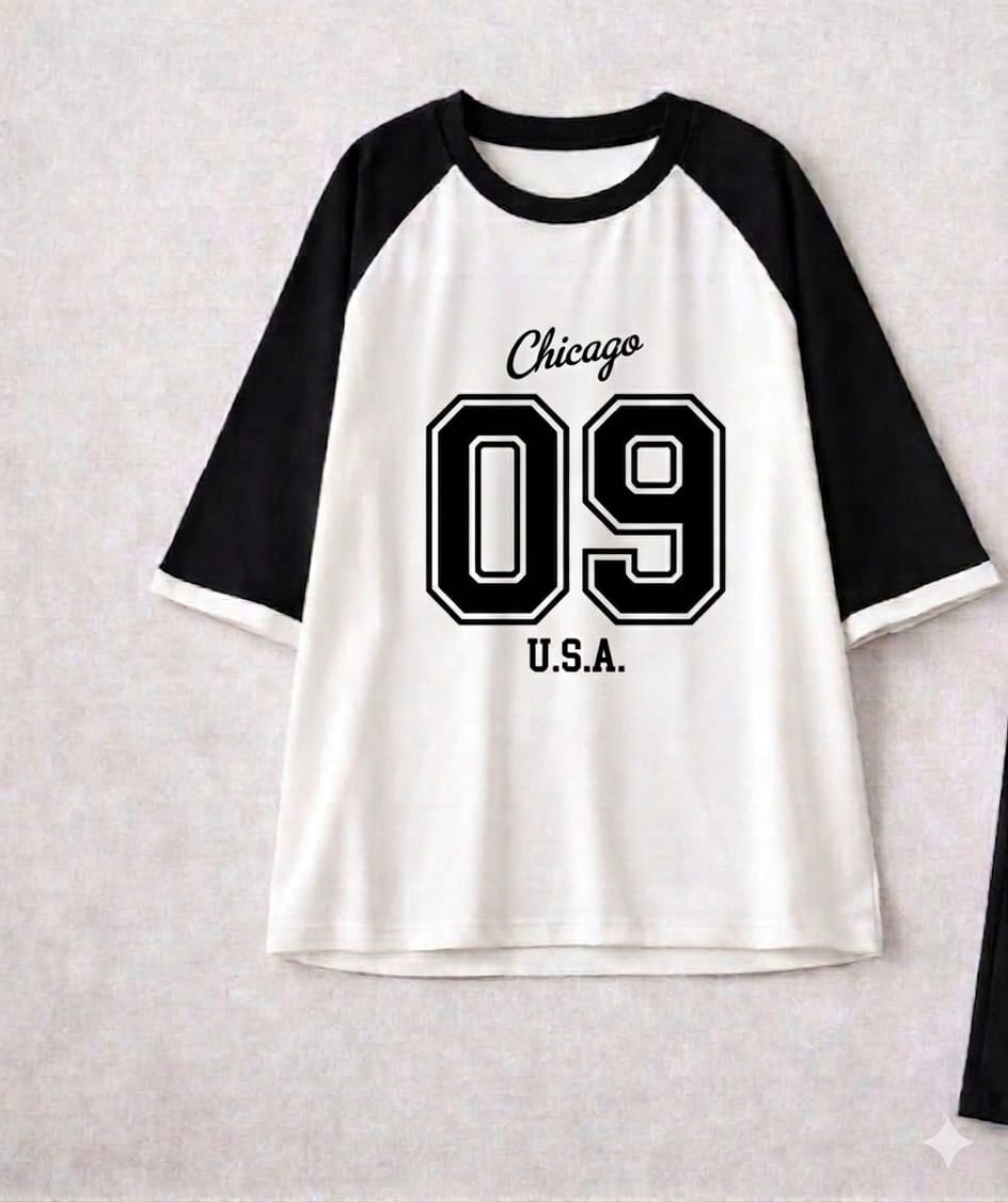 Urban Edge Chicago 09 Oversized Raglan Tee - BLACK/WHITE