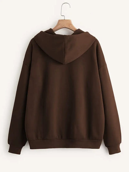 Cozy Winter Stuff Fleece Zip-Up Hoodie - Brown