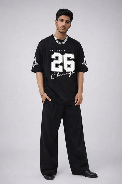 Title: Black Chicago '26 Urbhttp://www.facebook.com/an Oversized Graphic Coord Set