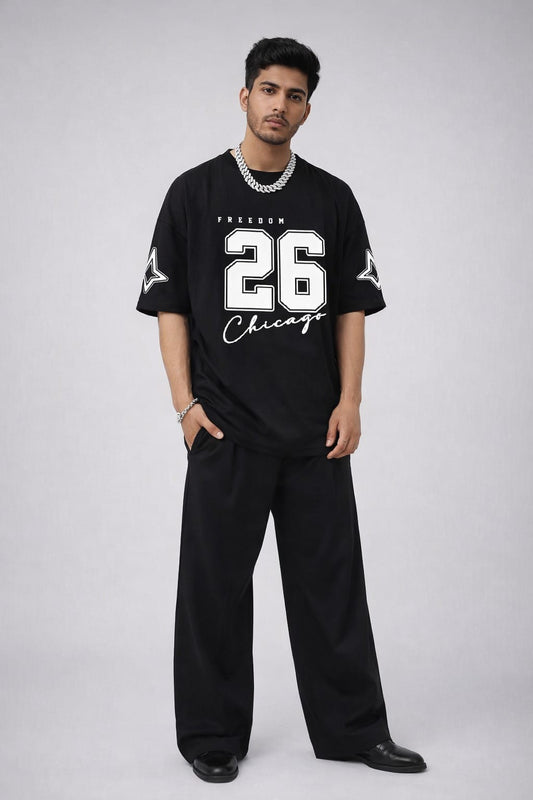 Title: Black Chicago '26 Urbhttp://www.facebook.com/an Oversized Graphic Coord Set