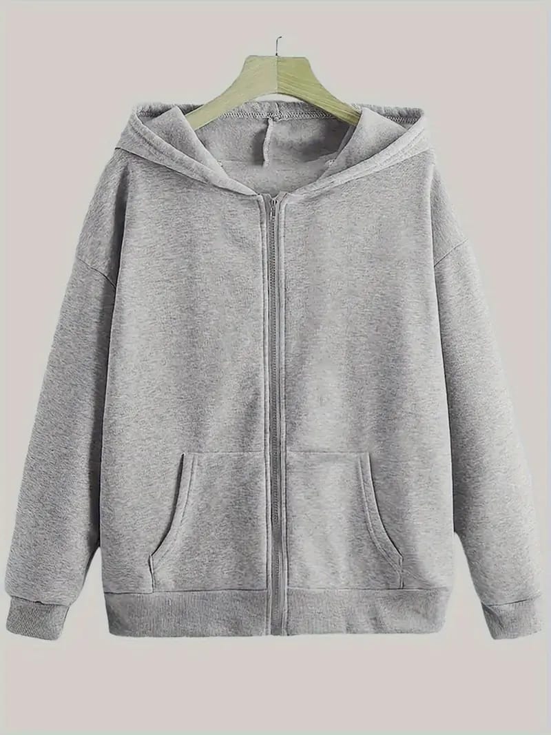 Empowerment Message Graphic Zipper Hoodie – Grey/Black