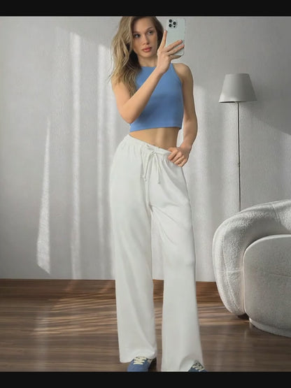 White  Plain Flapper Style Jogger Trouser