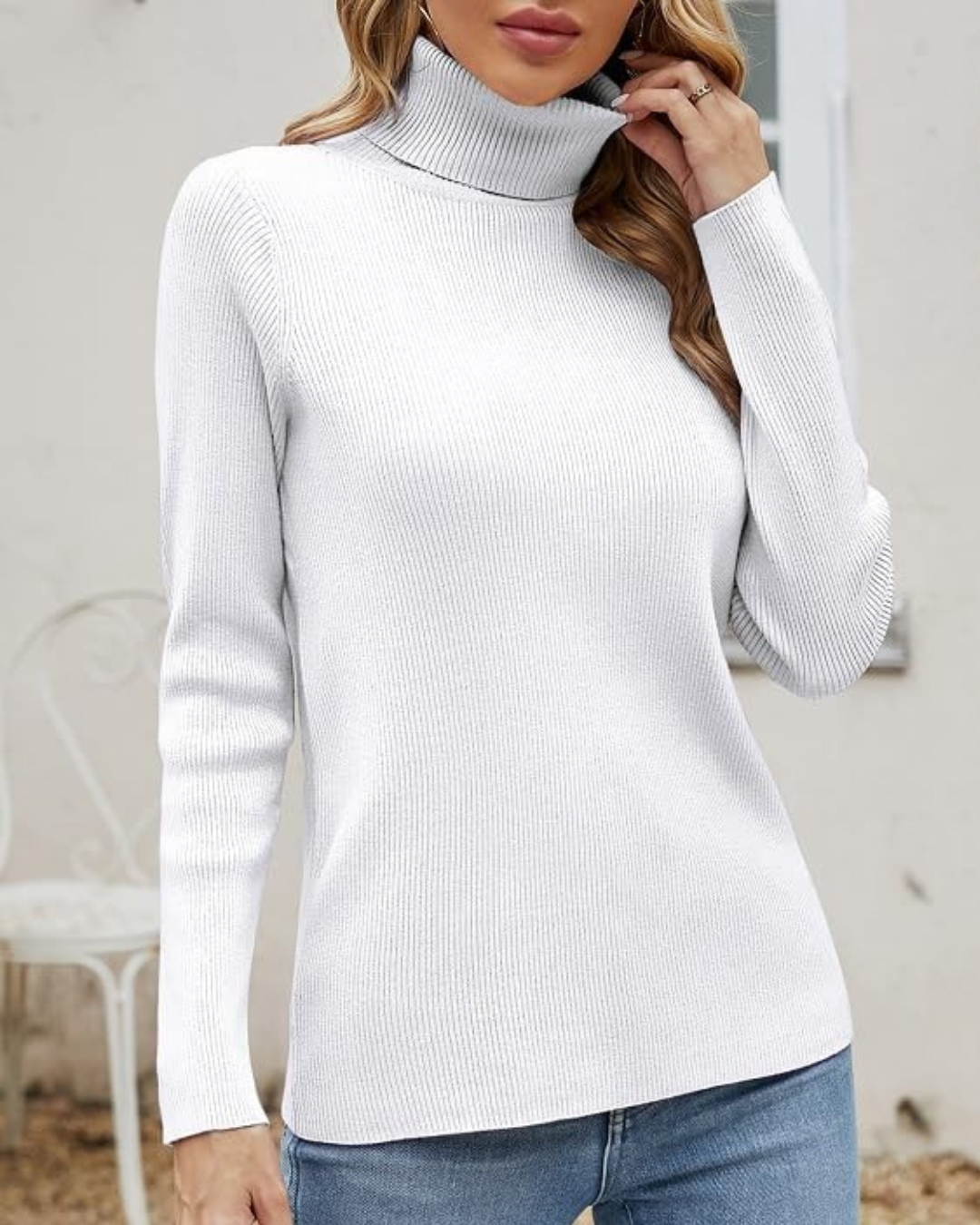 Rib Linning Turtle Neck Top