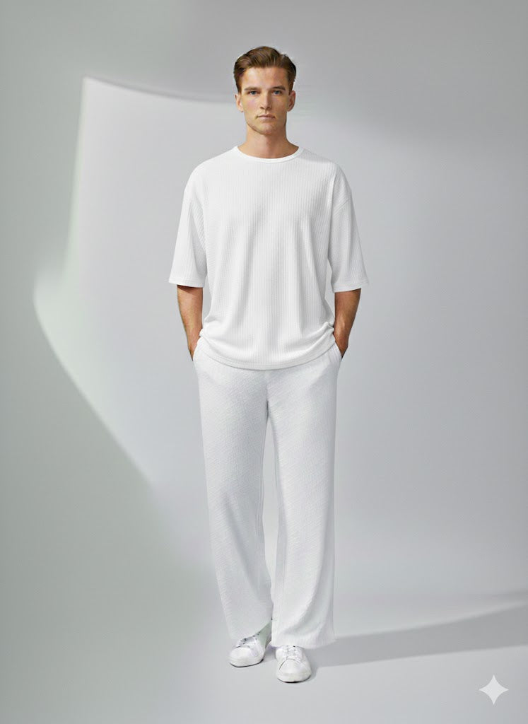 Chill Mode – Relaxed Oversized Tee & Trouser Set - WHITE