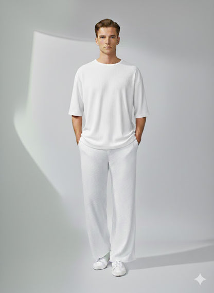 Chill Mode – Relaxed Oversized Tee & Trouser Set - WHITE