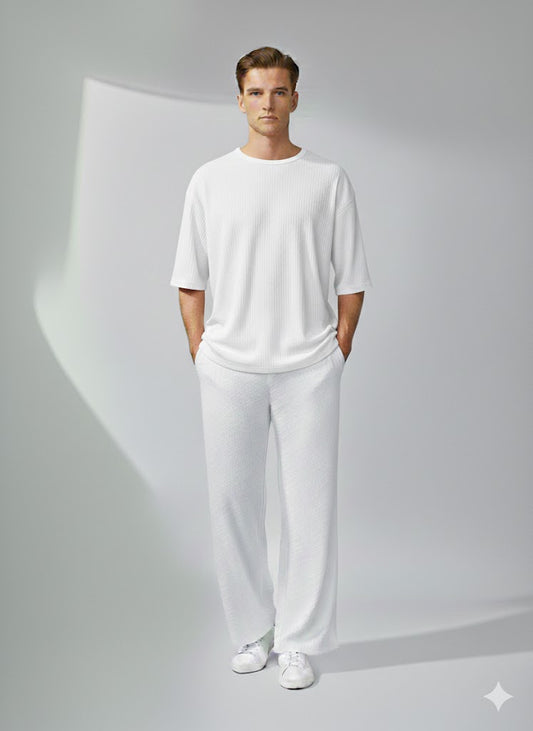 Chill Mode – Relaxed Oversized Tee & Trouser Set - WHITE