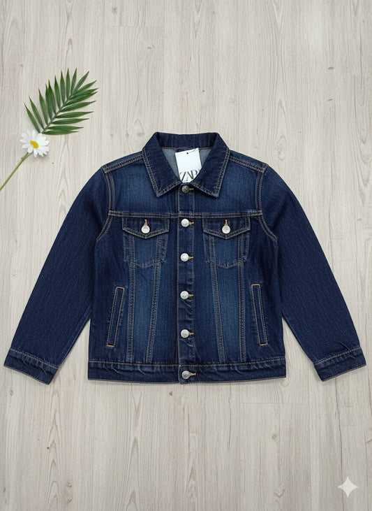 Classic Blue Cropped Style Denim Jacket