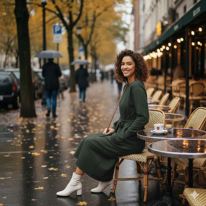 Chic Dark Green Longline Belted Sweatshirt With Side Pockets